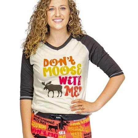 Don't Moose With Me Lazyone Women's Pajama Separates Leggings And Tees, Large