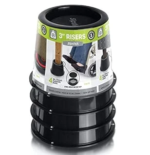 BED RISER BLACK 3IN SET OF 4PC