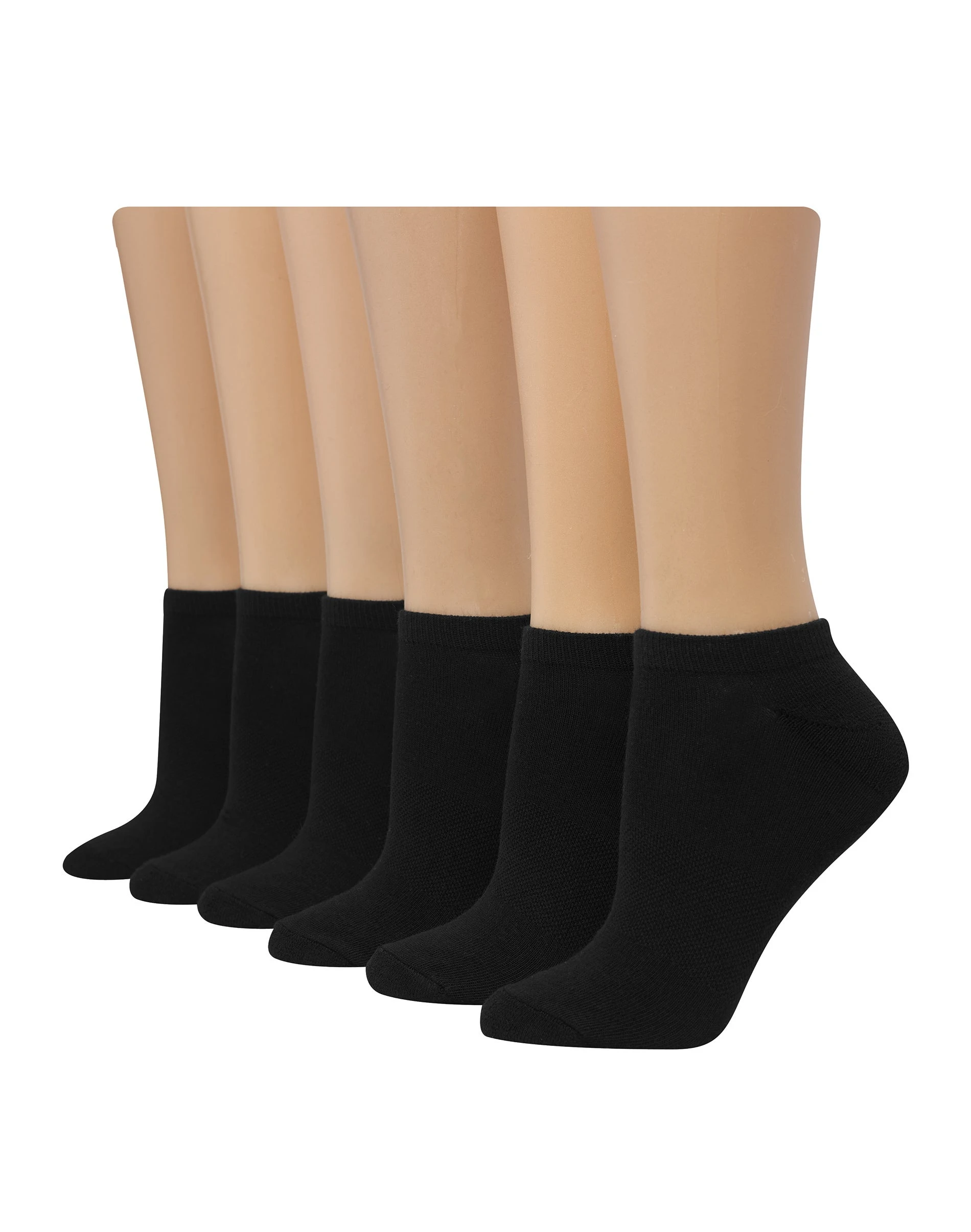 Hanes Women's Cool Comfort Cushioned No Show Socks, 6 Pair, Size 5-9, Black