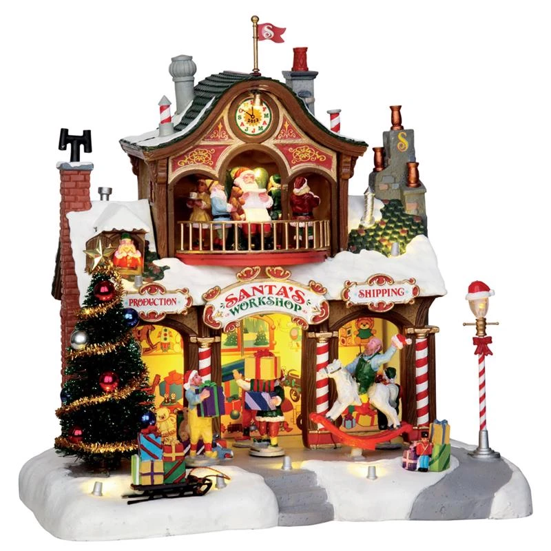 Lemax Santa's Workshop Christmas Village 14.17" Height 35558 Porcelain Decor