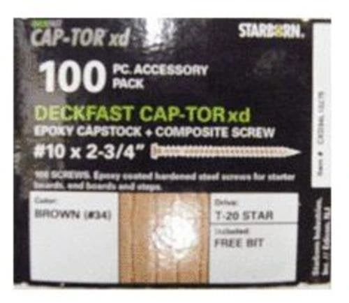 Starborn Industries CXD34L10275 2.75 in. Deckfast Cap-Tor XD Epoxy Coated Capstock & Composite Screws&#44; Brown - Pack of 100