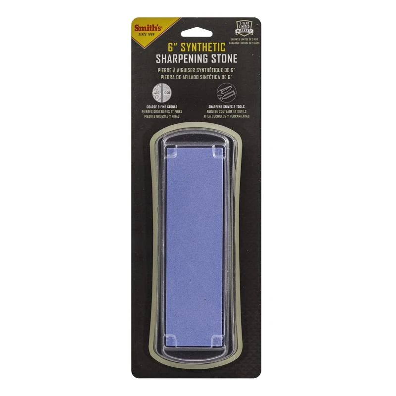 Smith's 6 In. Dual Grit Whetstone Sharpener 400/1000 Grit Double-sided