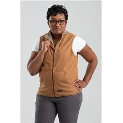 Berne Women's Large Brown Duck Sherpa-lined Vest Wv15bdr440