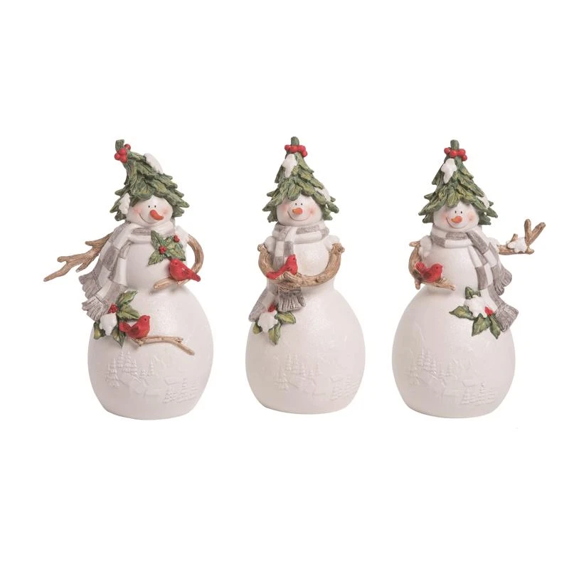 Transpac Winter White Snowman Figurine 9 In. Resin Christmas Decor