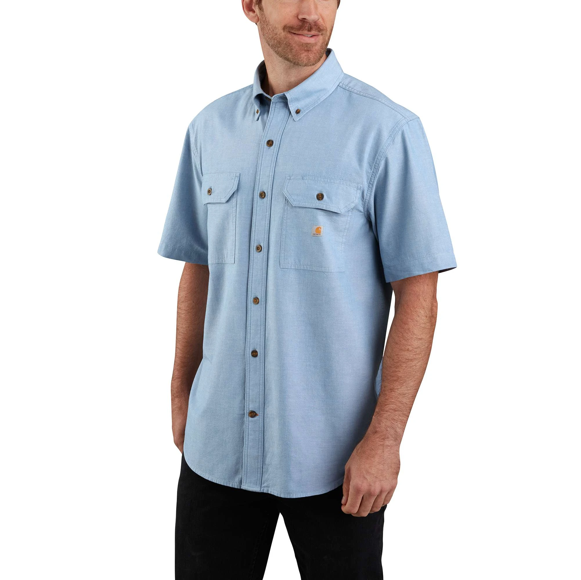Carhartt Men's Loose Fit Midweight Chambray Short-sleeve Shirt, Blue Chambray, Size S