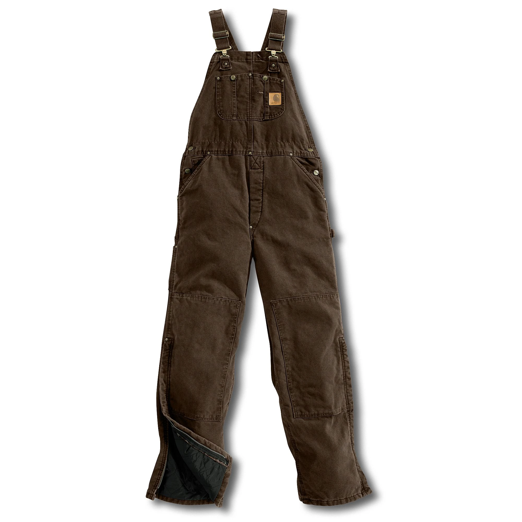 Carhartt Men's Quilt Lined Sandstone Duck Bib Overalls - 38 X 30 - Dark Brown