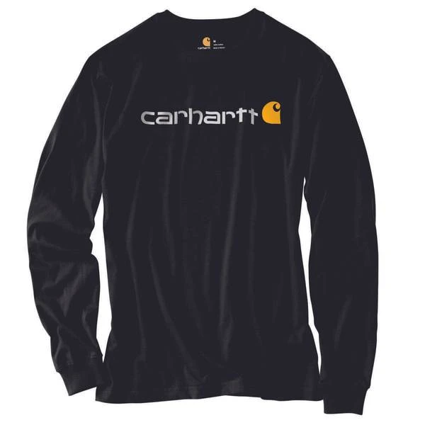 Carhartt Men's Signature Logo Long Sleeve T-shirt, Black, Xx-large
