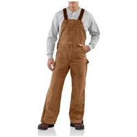 Carhartt Men's Quilt Lined Sandstone Duck Bib Overalls - 36" X 30" - Dark Brown
