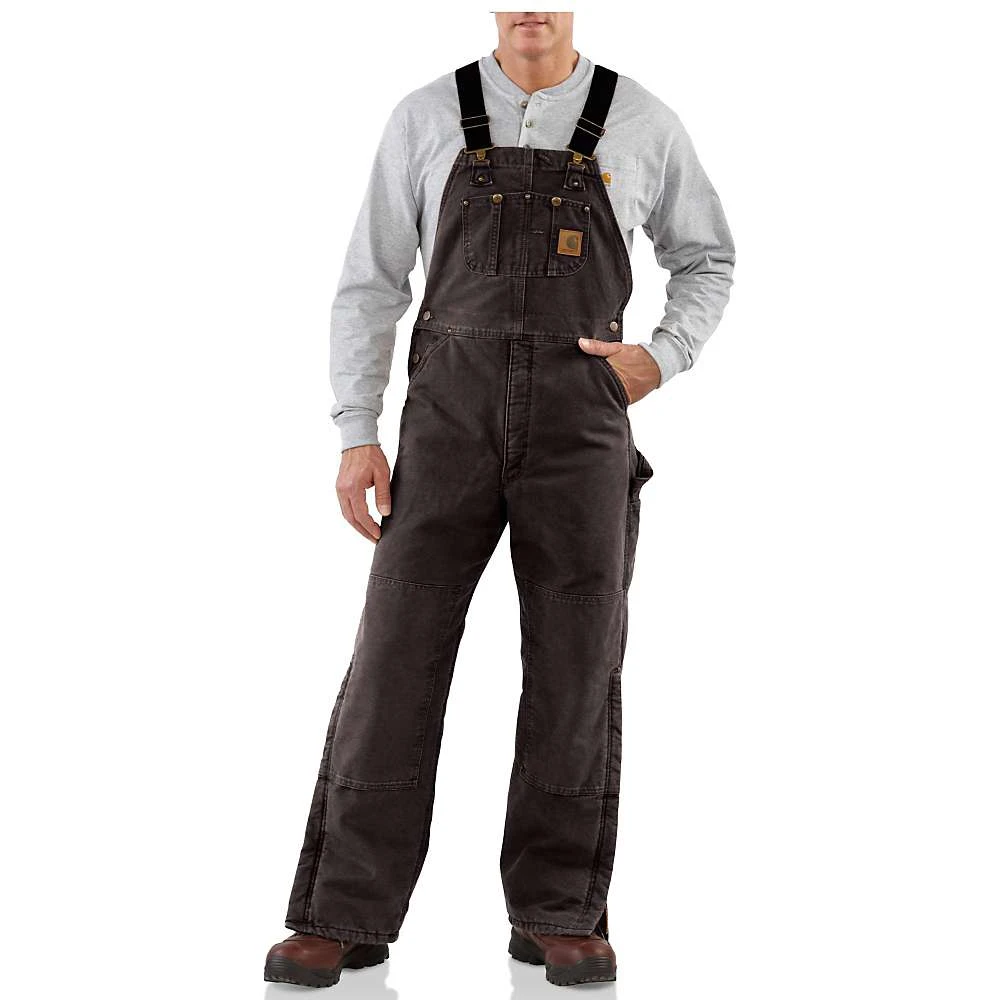 Carhartt Men's Quilt Lined Sandstone Duck Bib Overalls - 34 X 30 - Dark Brown