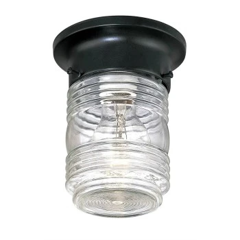 Hardware House 54-4742 Outdoor Ceiling Jelly Jar Light Fixture - Black Finish