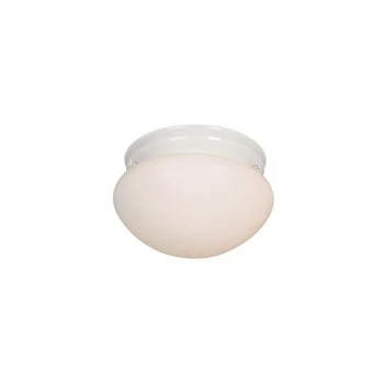 Hardware House 54-3991 One Light Ceiling Fixture - White Finish With White Glass