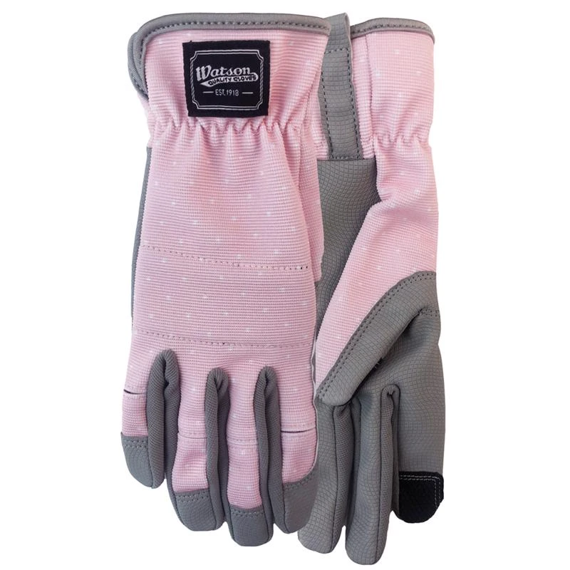 Watson Gloves Home Grown Women's Uptown Girl Gray/pink Spandex Gardening Gloves - Medium