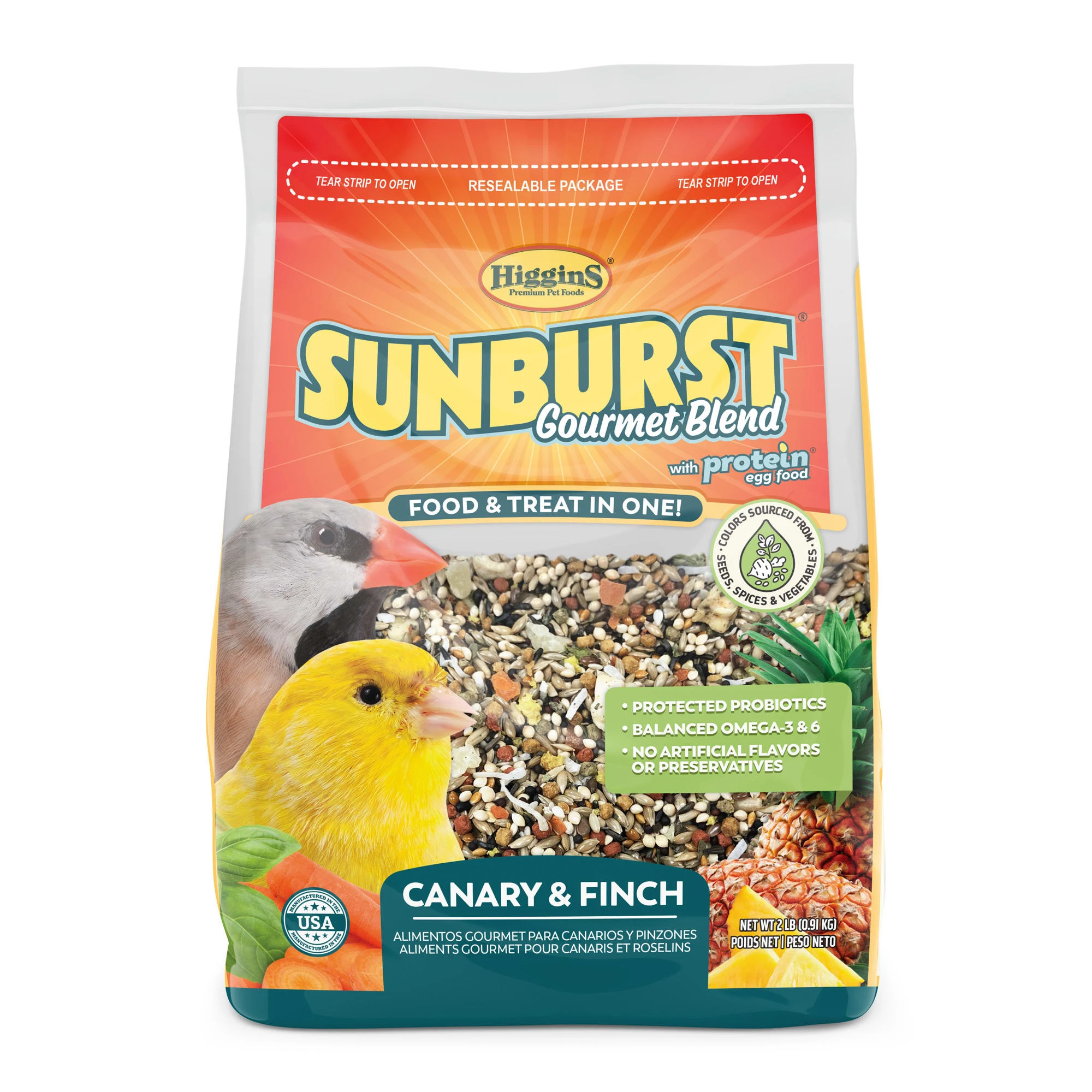 Higgins Sunburst Gourmet Blend Seed For Canary & Finch Birds, 2 Pounds