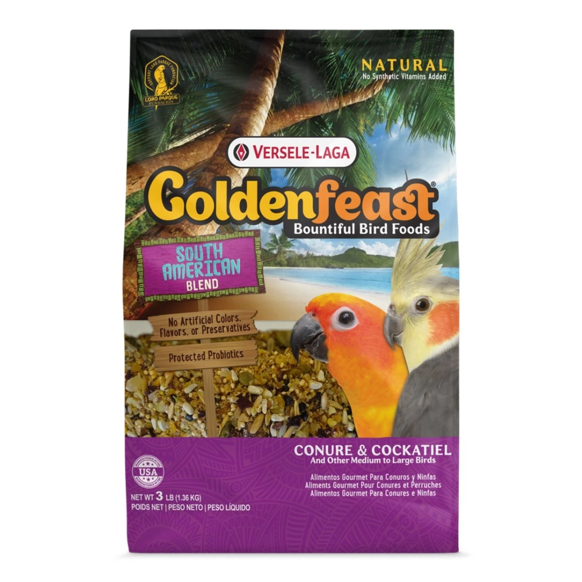 466840 3 Pounds Goldenfeast South American Blend For Conure And Cockatiel, Case Of 6