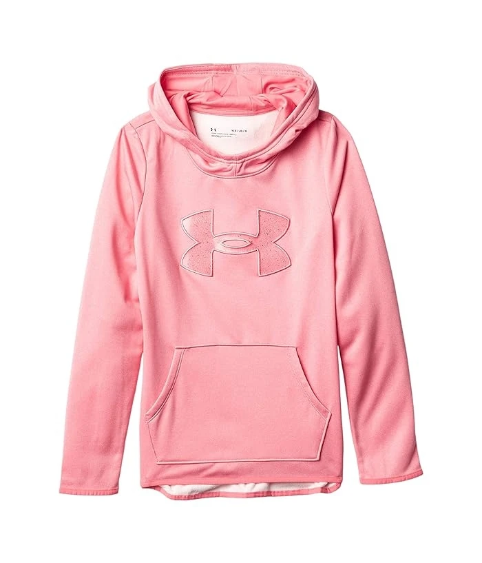 Under Armour Girls 7-16 Big Logo Fleece Hoodie, Size Small, Med Pink