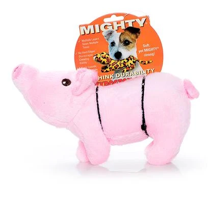 Mighty Toys Farm Jr Piglet Durable Dog Toy, Pink, Paisley Design