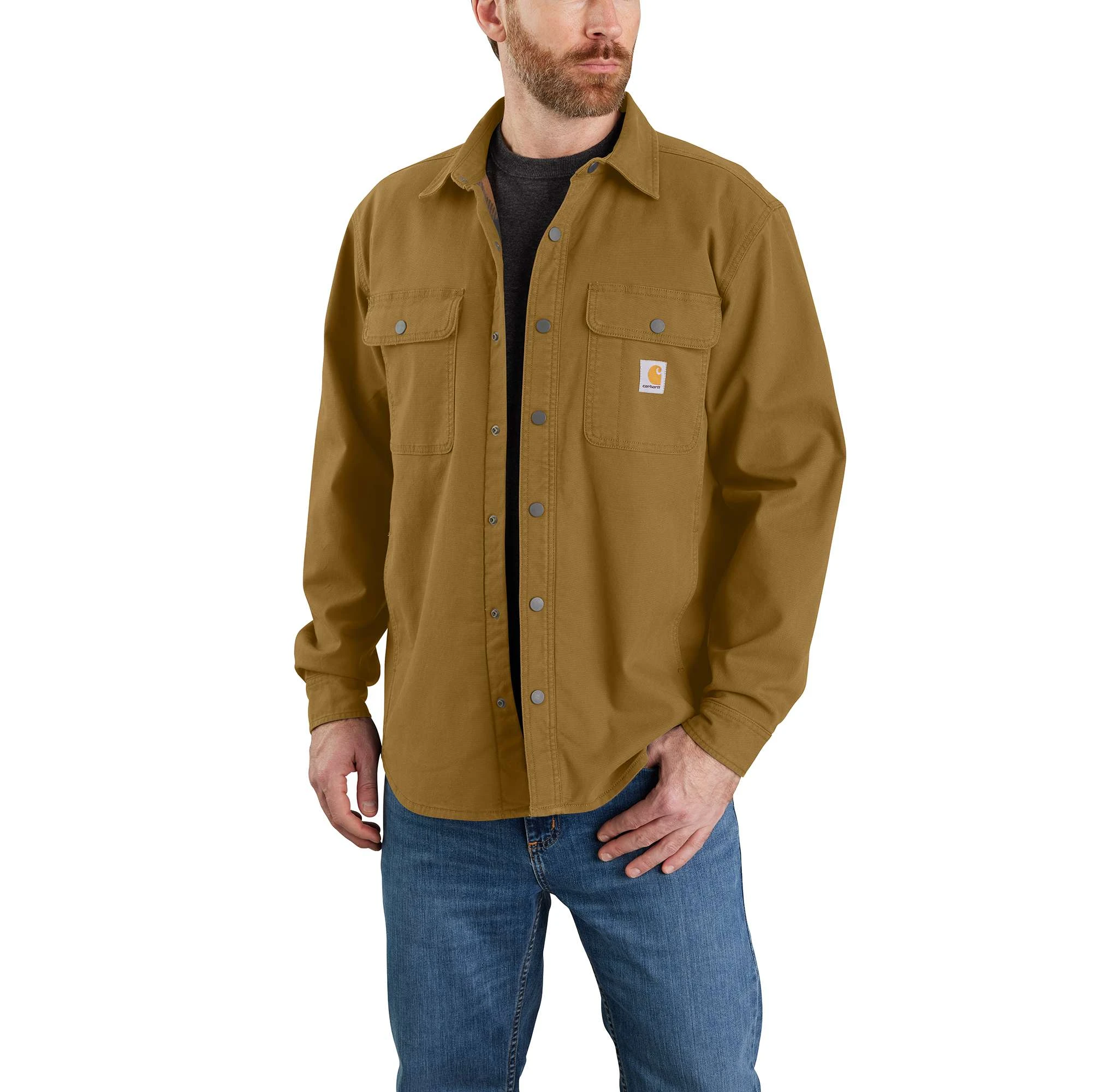Carhartt Rugged Flex Relaxed Fit Canvas Fleece-lined Shirt Jac 3xl Oak Brown