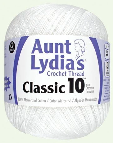 Aunt Lydia's Classic Value Size 10 Crochet Cotton Thread, White, 1000 Yards