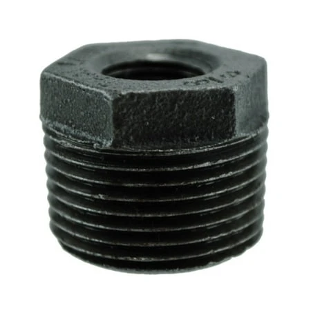 Prosource 3/4 X 1/4 Inch Black Pipe Bushing, Mip X Fip, Malleable Iron, Sch 40