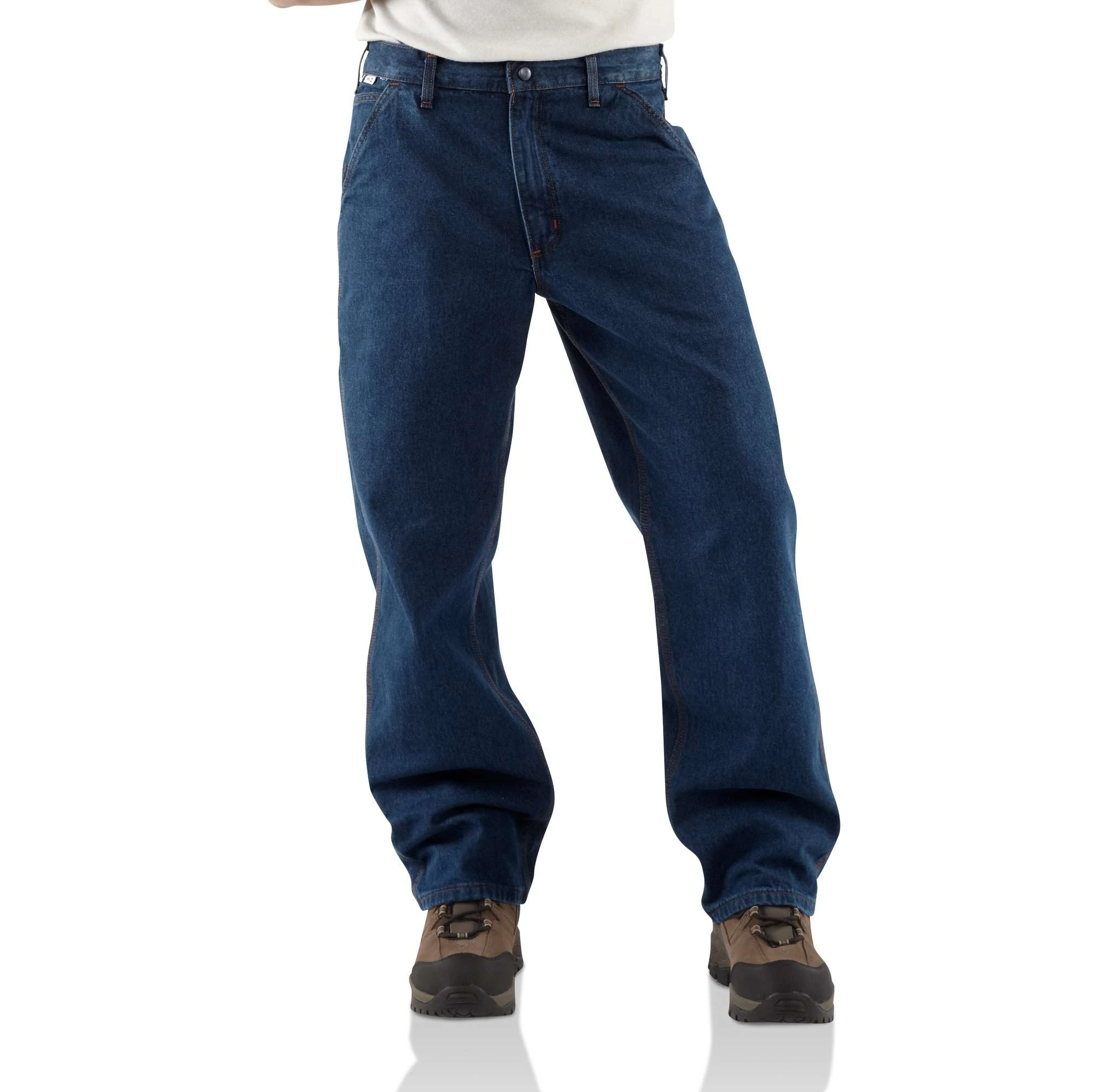 Carhartt Men's Flame-resistant Signature Denim Dungaree Jean, 40x30, Blue