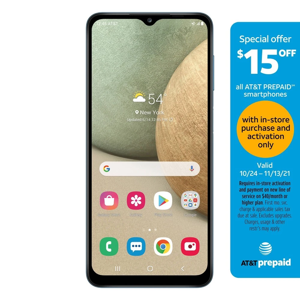 At&t Samsung Galaxy A12 Prepaid Smartphone 32gb Blue Model