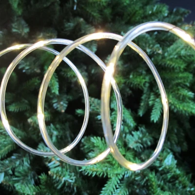Led Micro Dot Christmas Tube Light Set, Warm White, Silver Wire, 15 Ft With Timer