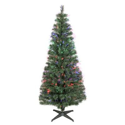 6.5 Foot Pre-Lit Fiber Optic Artificial Christmas Tree with Multi-Color Lights