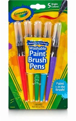 Crayola Washable No-drip Paint Brush Pens Set Of 5 In Classic Colors