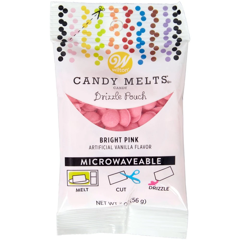 Wilton Bright Pink Candy Melts Drizzle Pouch, 2 Ounces