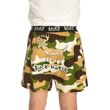 Lazyone Funny Animal Boxers Novelty Boxer Shorts Camouflage Buck Naked Large