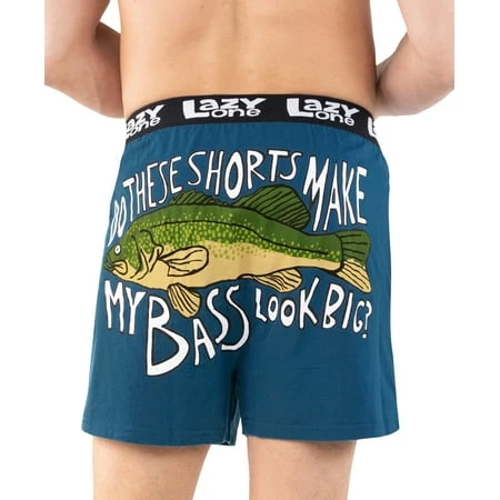 Lazyone Funny Animal Boxers Novelty Boxer Shorts For Men Fishing River Lake Bass Large