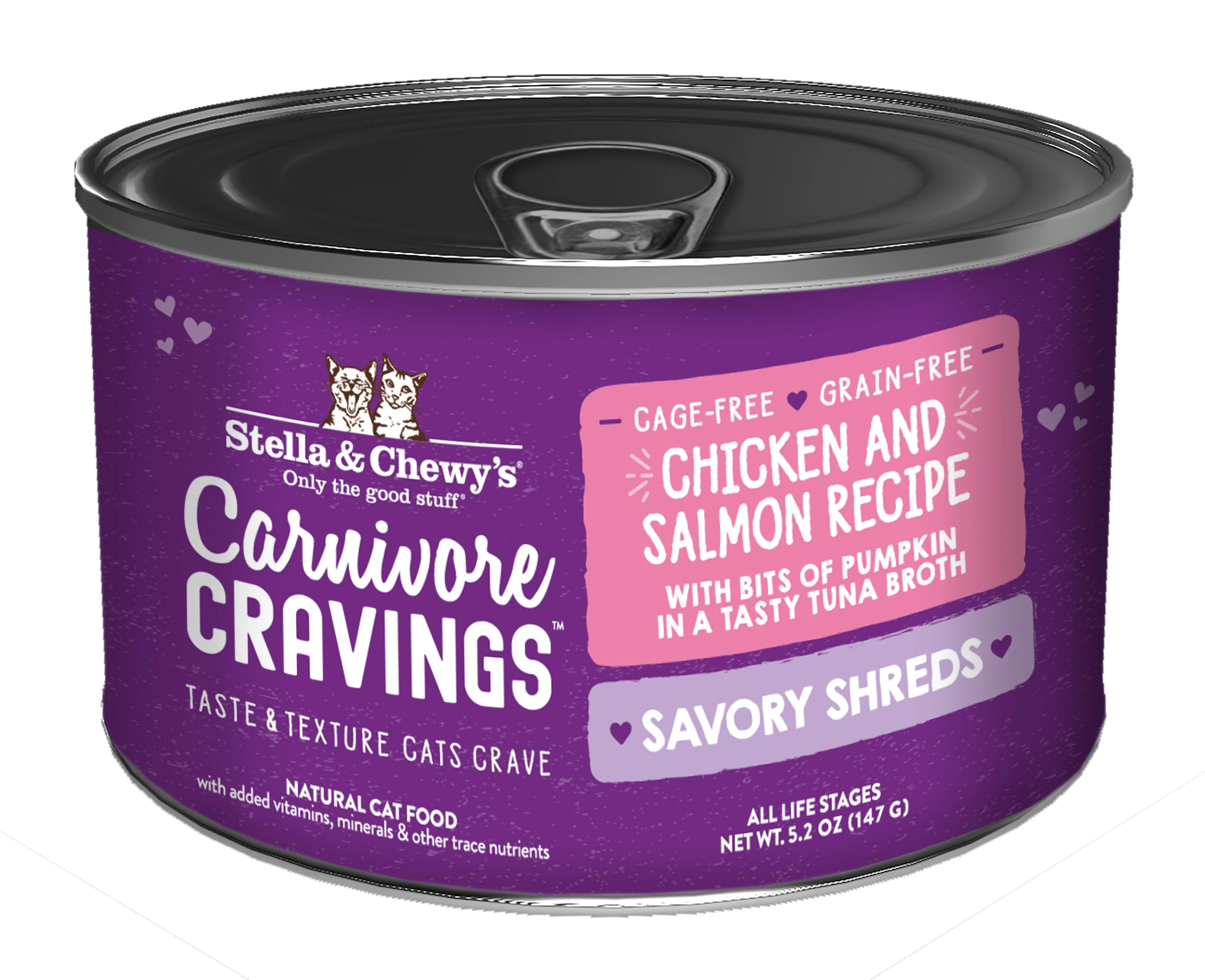 Carnivore Cravings Savory Shreds Chicken And SALMON Recipe CANNED CAT FOOD 5.2oz