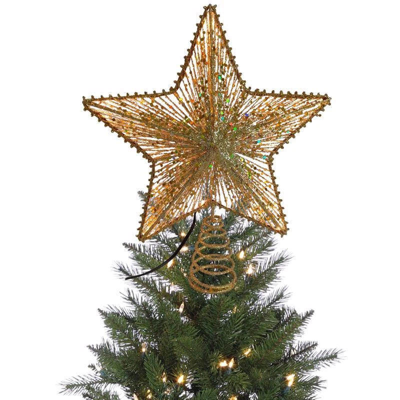 Celebrations Led Gold Star Tree Topper 11.5 In. Metal Plug-in Christmas Decor