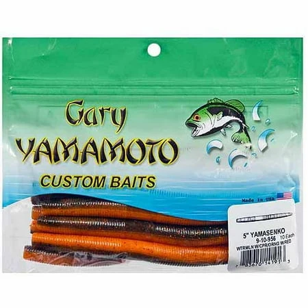 Yamamoto Lures Gary Yamamoto 5-inch Senko Watermelon With Copper And Orange Red Flake 9-10-956