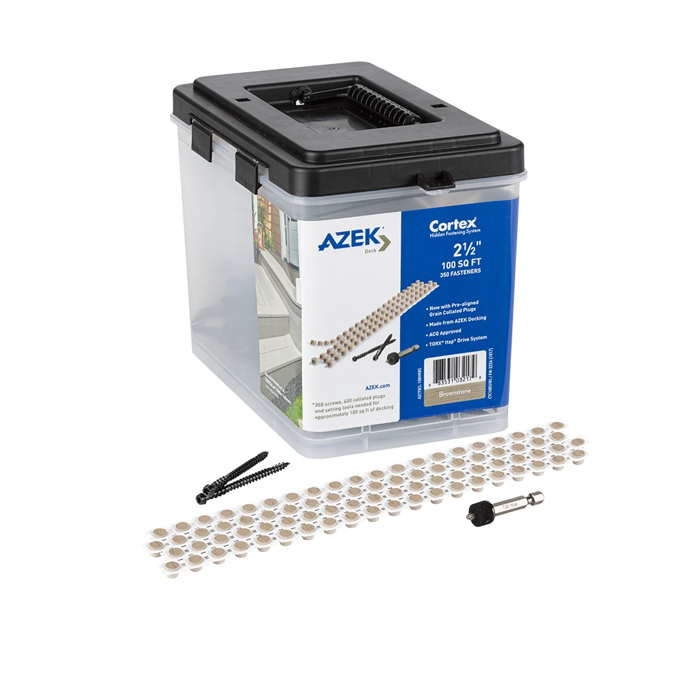 ENGLISH WALNUT CORTEX SCREW AND PLUG HIDDEN FASTENING SYSTEM FOR TIMBERTECH 100 SQUARE FEET BOX