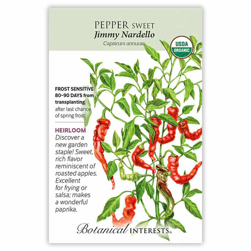 Pepper Sweet Jimmy Nardello Organic Seeds - Heirloom Variety For Home Gardens