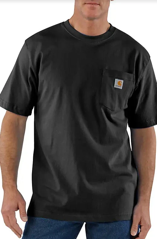 Small - Loose Fit Heavyweight Short-sleeve Pocket T-shirt - K87 - Black
