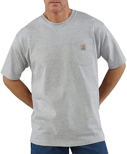 Medium - Loose Fit Heavyweight Short-sleeve Pocket T-shirt - K87 - Heather Gray