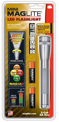 Mini LED Flashlight, 77-Lumens, 4-Function Mode, Grey