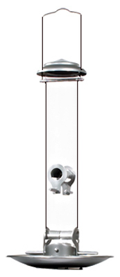 Silver Tube Bird Feeder, 16-1/2 Inch