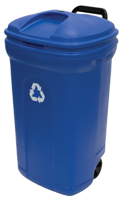 Recycling Trash Can With Wheels, Blue, 34-Gals.