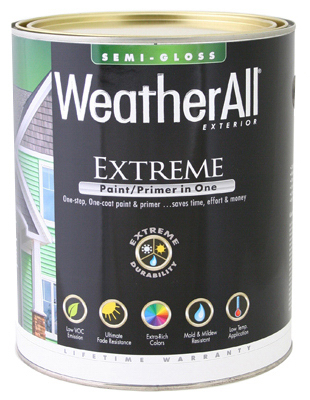 Premium Extreme Exterior Paint/Primer in One, Semi-Gloss, Pastel Base, Quart