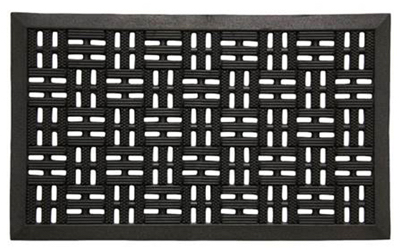Scraper Door Mat, Black Rubber Trellis, 18 x 30-In.