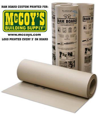 38"x100' Roll of Ram Board with McCoy's Logo Printed on Board