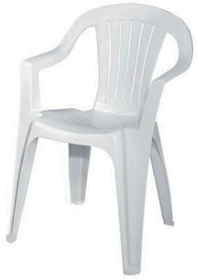 Patio Stacking Chair, Low-Back, ResIn., Matte White