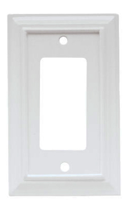 Decorator Rocker/GFI Wall Plate, 1-Gang, Wood Architectural, White MDF Material