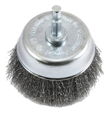 Crimped Wire Cup Brush, 3 x .25 x .008-In.