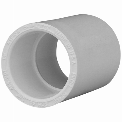 PVC Pressure Pipe Fitting, Coupling, White PVC, 3/4-In.