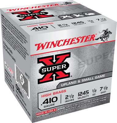 Super X 410-Gauge Shotgun Shells, High Brass #7.5, 25-Ct.