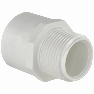 PVC Pressure Pipe Fitting, Male Adapter, White PVC,  1-1/2-In.